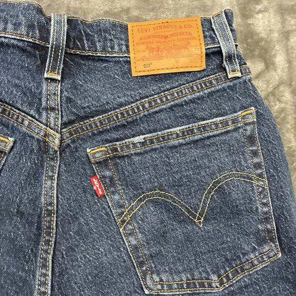 Levi's Premium 501 90's Shorts Womens Sz.25 Blue Button Fly Raw Hem High Rise - Picture 6 of 10